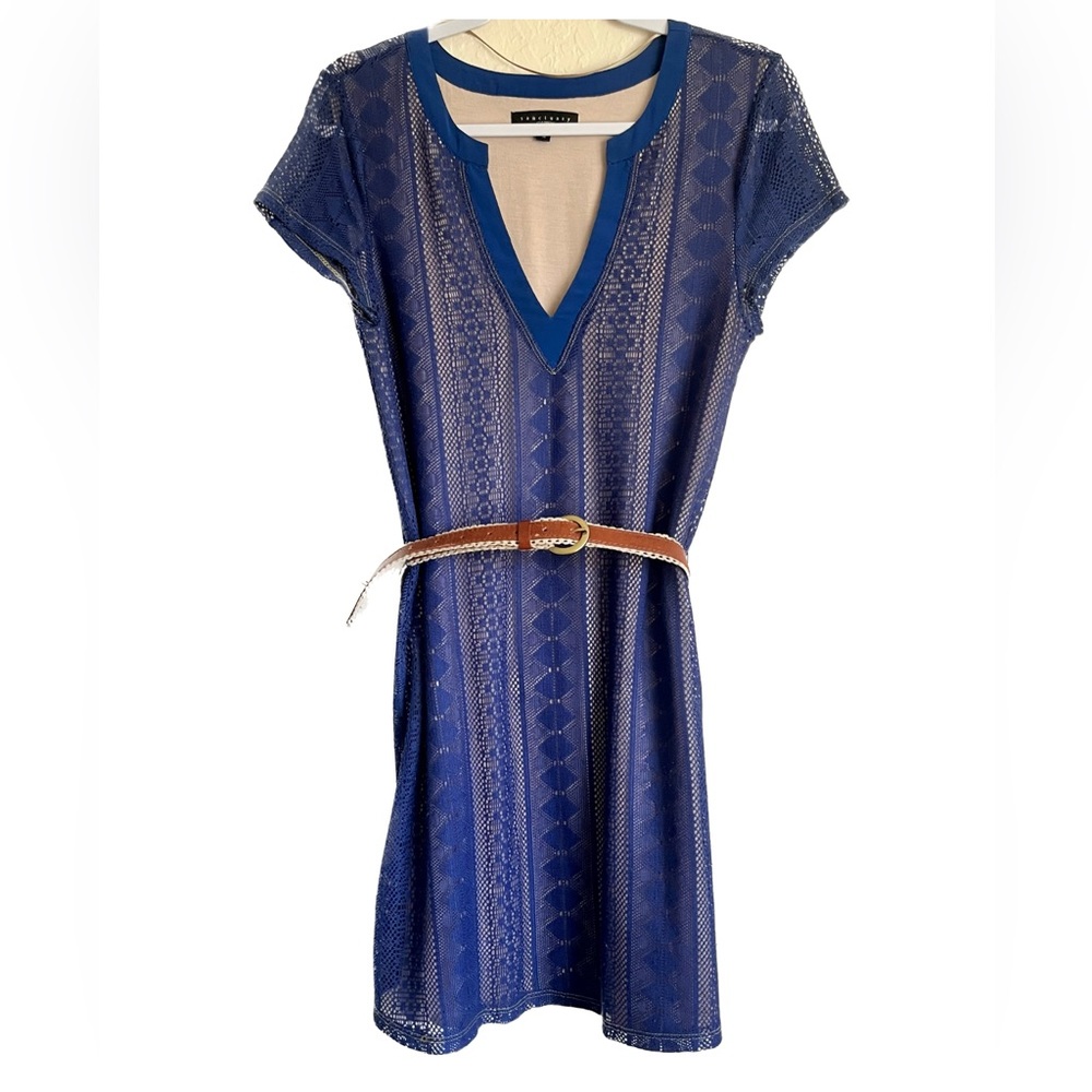 Sanctuary Blue Lacy Knit Tunic Dress Size Medium